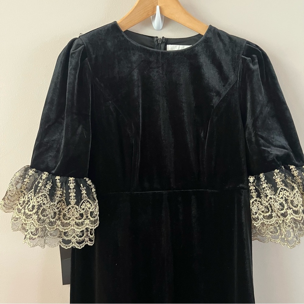 Tuckernuck pomander place velvet Lillith midi dress ladies size large black gold - Picture 5 of 12
